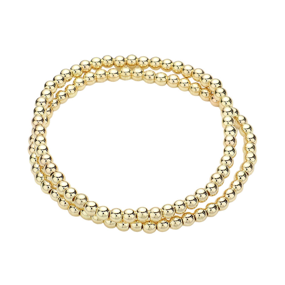 2PCS - Stainless Steel Ball Stretch Multi Layered Bracelets