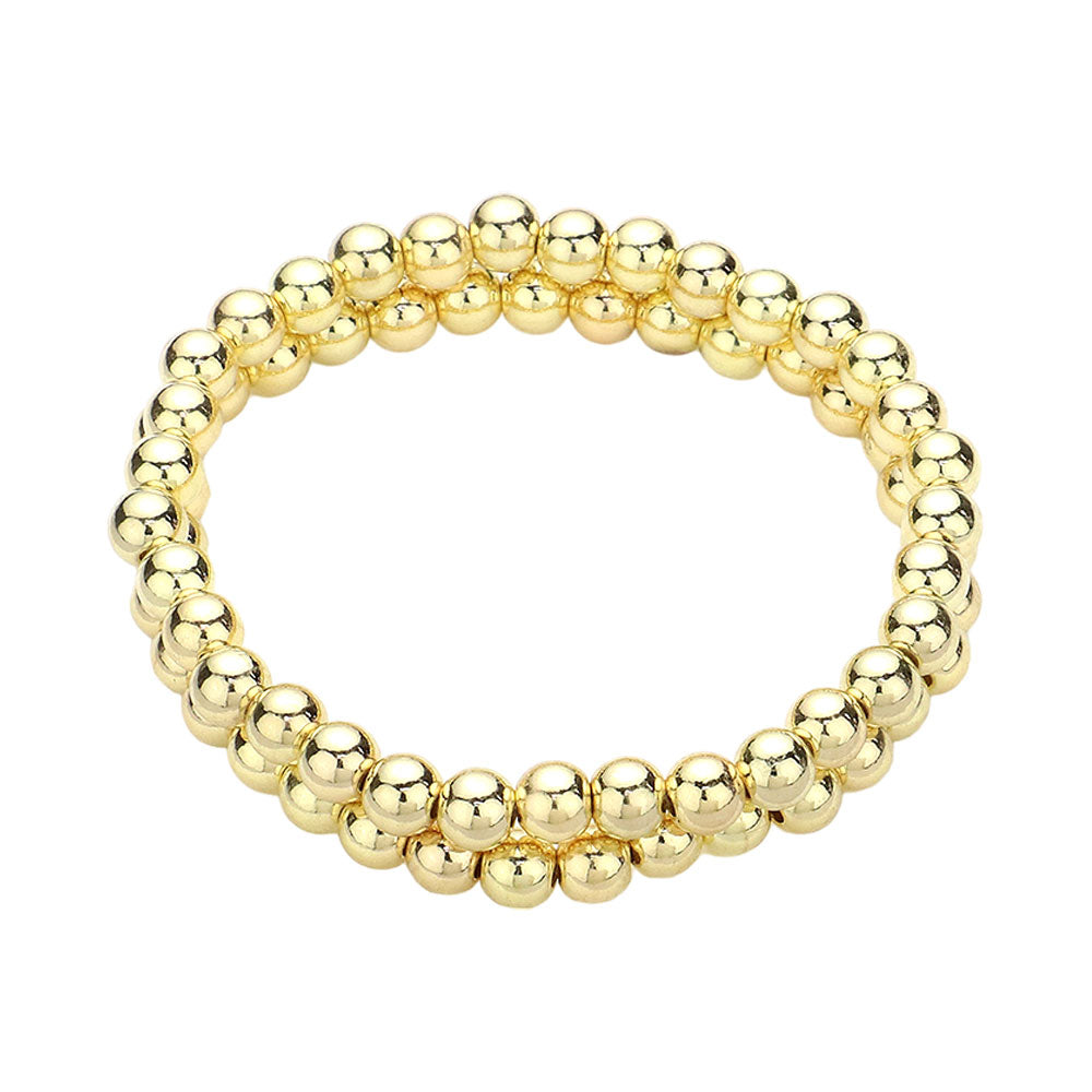 2PCS - Stainless Steel Ball Stretch Multi Layered Bracelets