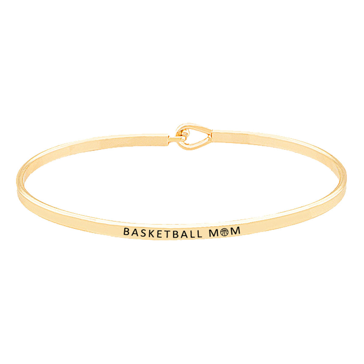 Basketball Mom Brass Thin Metal Hook Bracelet