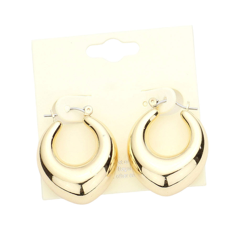 Bold Metal Abstract Hoop Pin Catch Earrings
