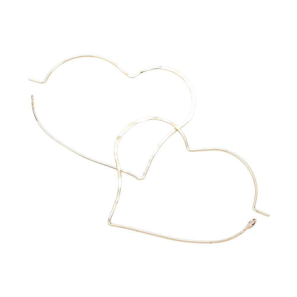 Brass Metal Heart Earrings