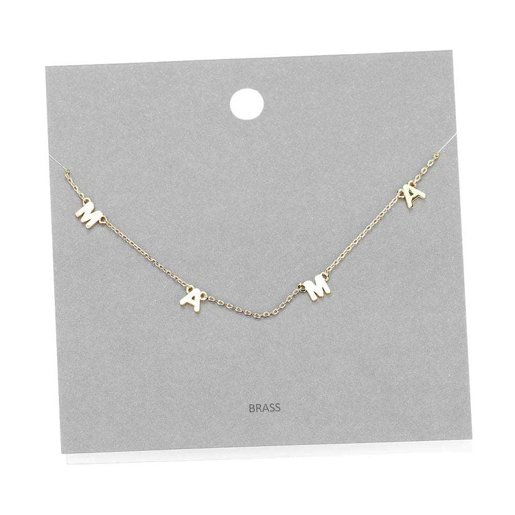 Brass Metal MAMA Pendant Necklace