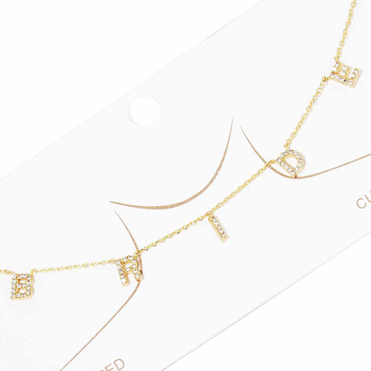 Bride Message Pendant Gold Dipped CZ Necklace