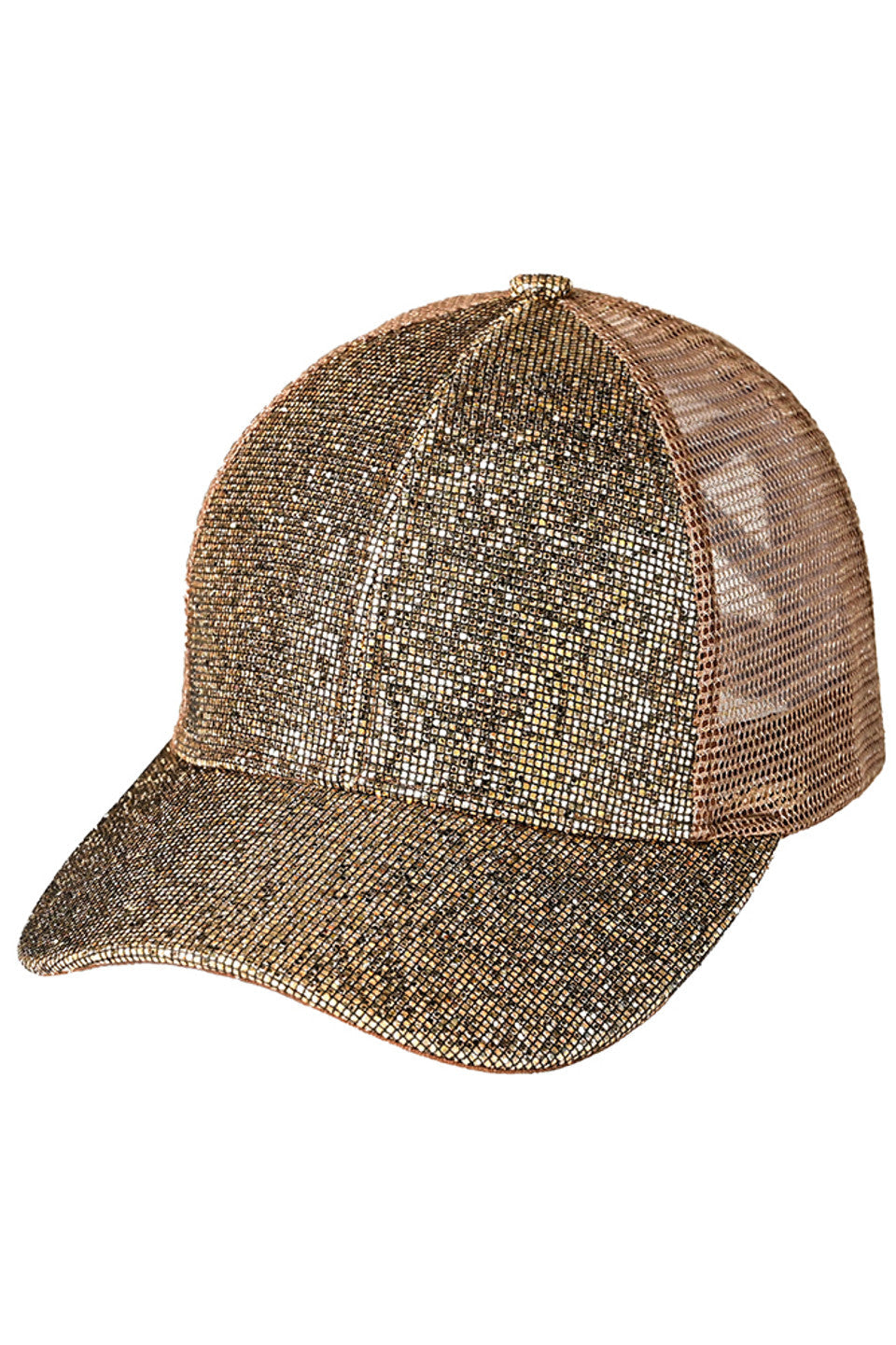 C.C Criss Cross Glitter Mesh Baseball Cap