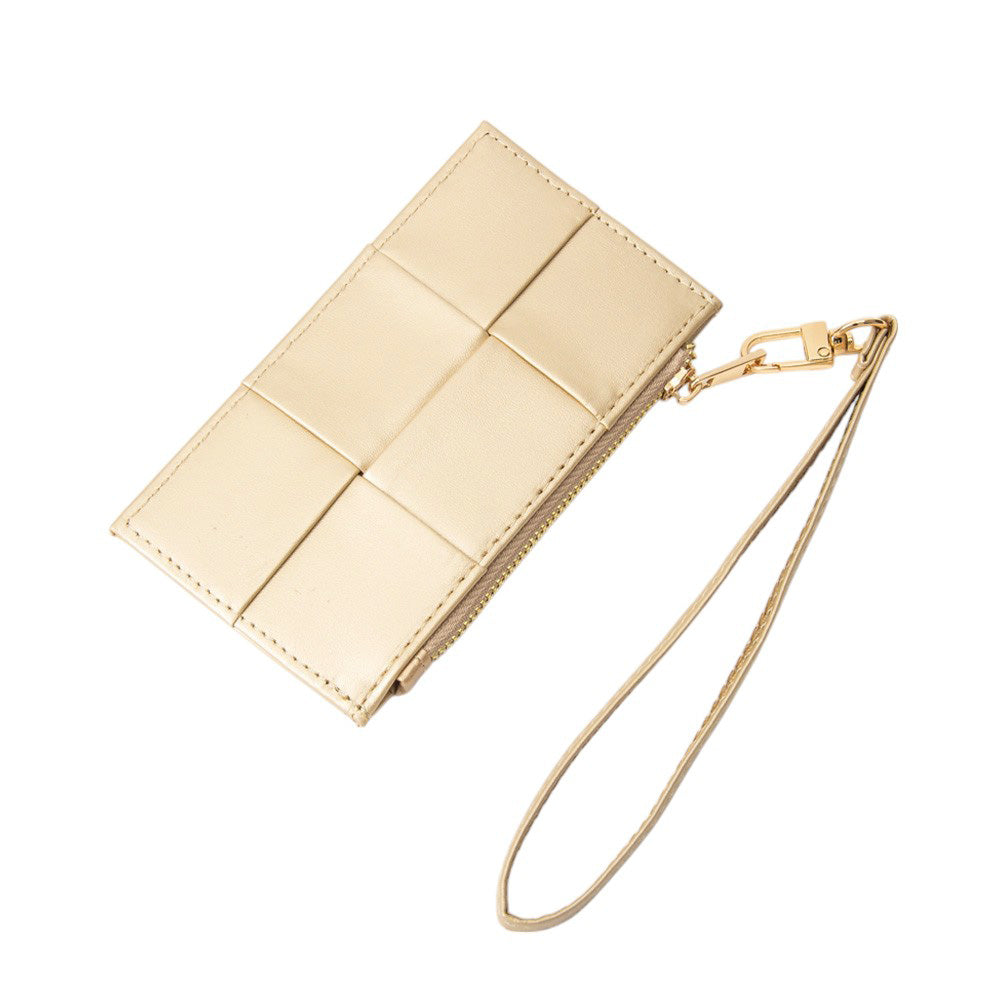 Faux Leather Weave Flat  Coin Wallet