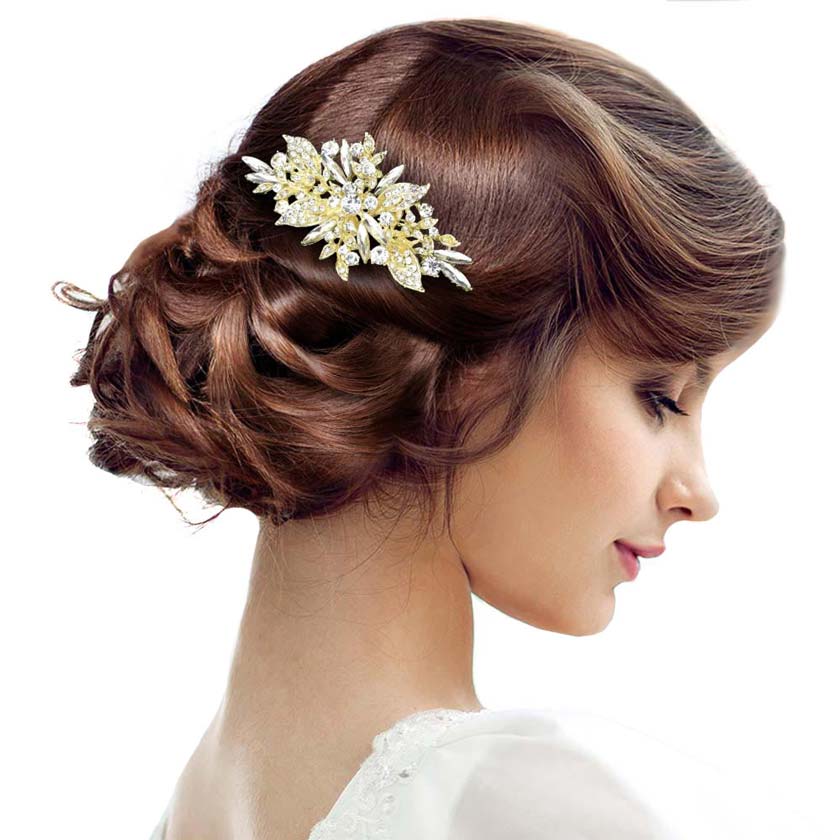Flower Stone Cluster Embellished Hair Comb