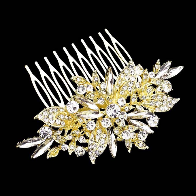 Flower Stone Cluster Embellished Hair Comb