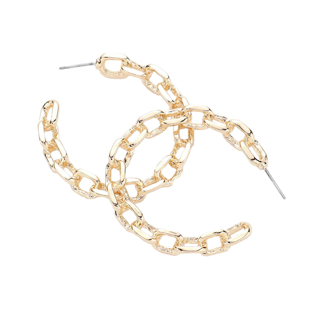 Metal Chain Half Hoop Earrings