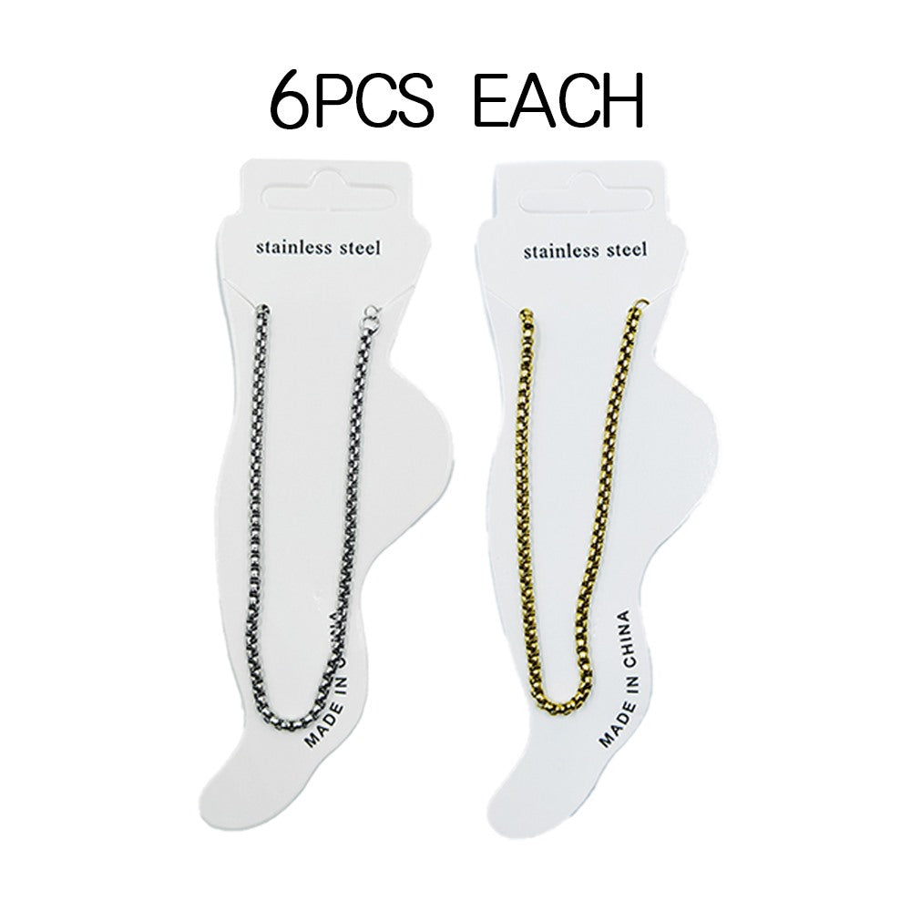 12PCS - Stainless Steel Braided Chain Anklets