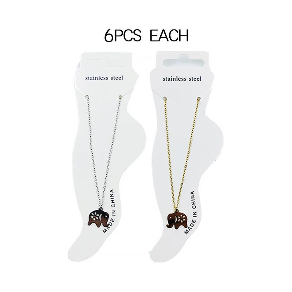 12PCS - Stainless Steel Elephant Charm Pointed Anklets
