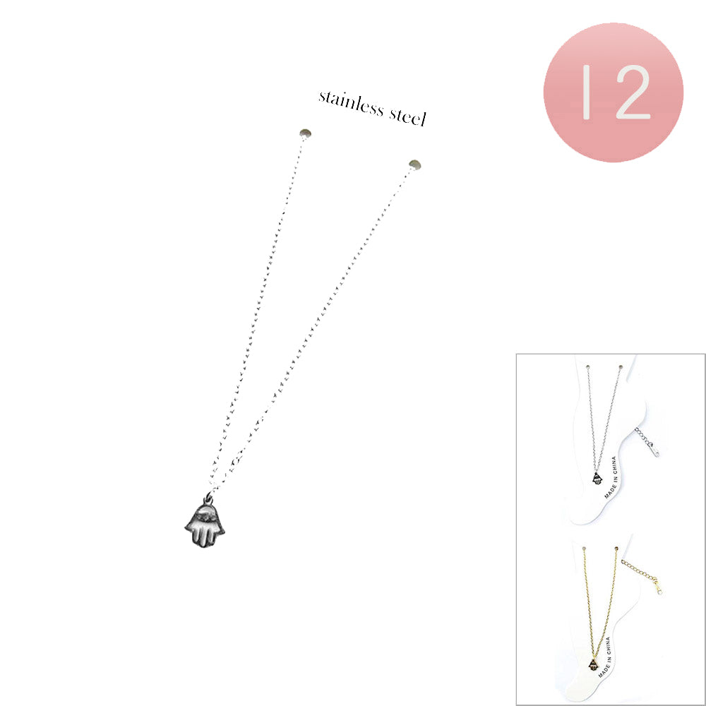 12PCS - Stainless Steel Evil Eye Hamsa Hand Charm Anklets