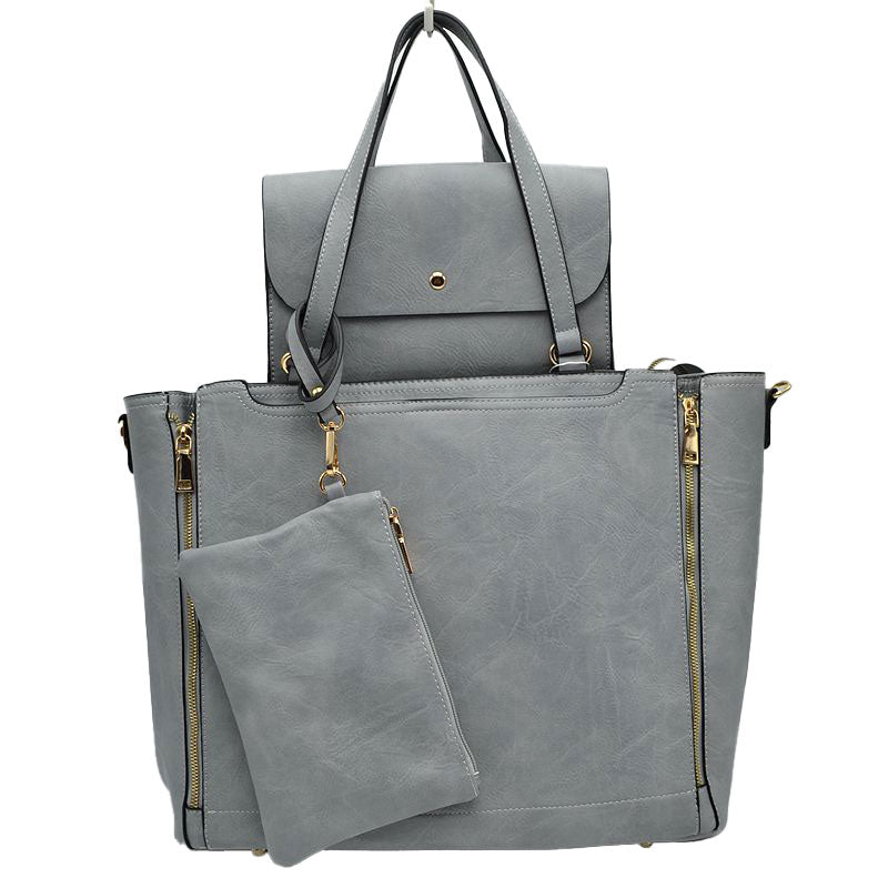 3 in 1 Side Zipper Women's Tote Handbag set