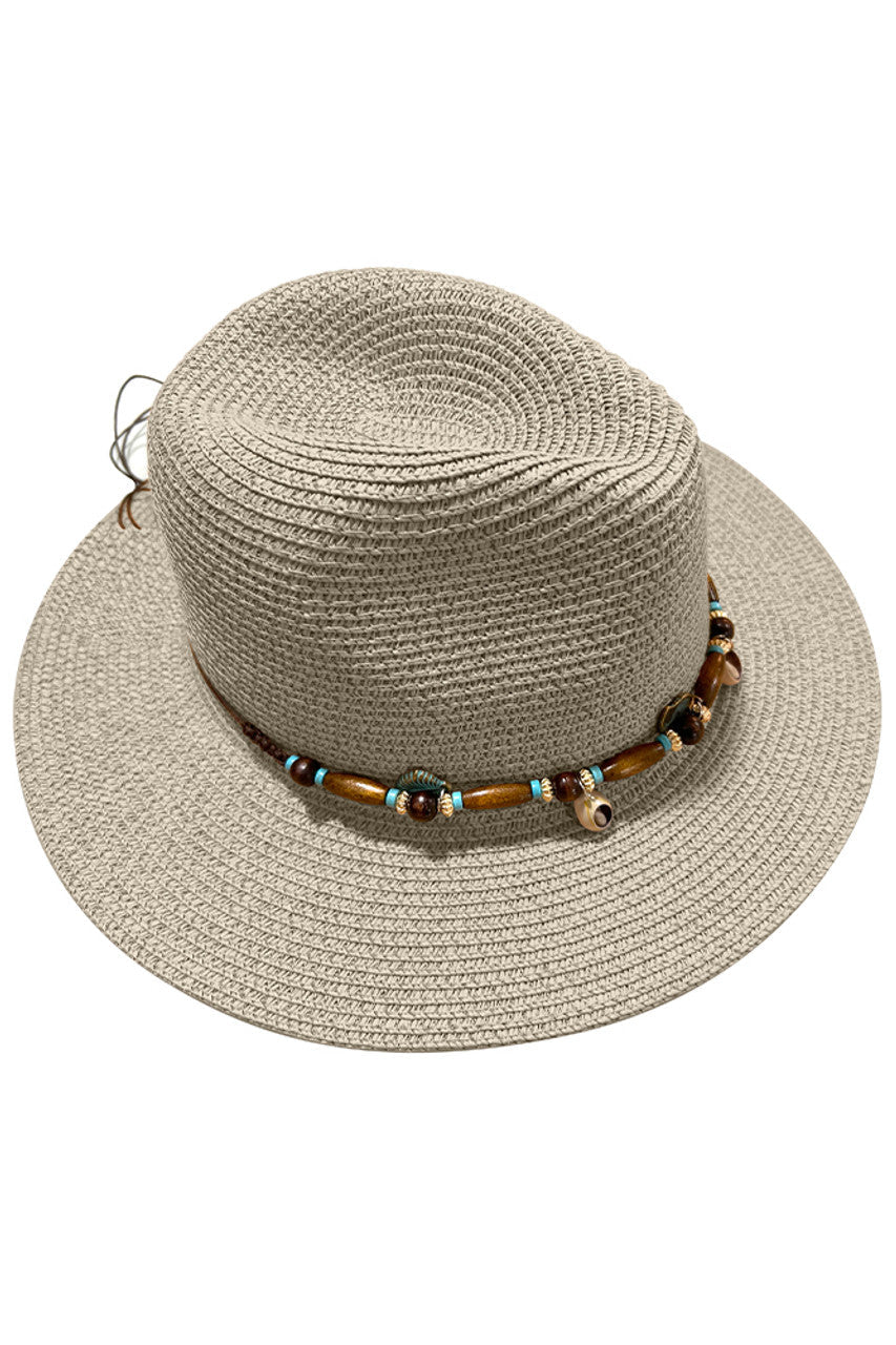 Bead Trim Solid Panama Hat