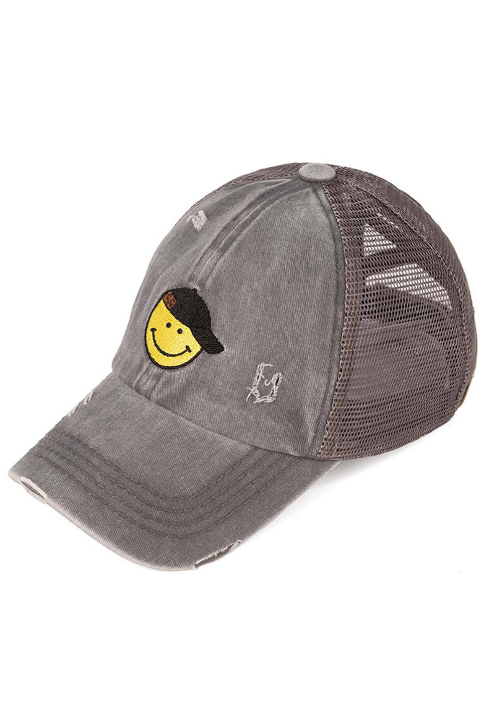 C.C Glitter Smiley Patch Kids Pony Cap