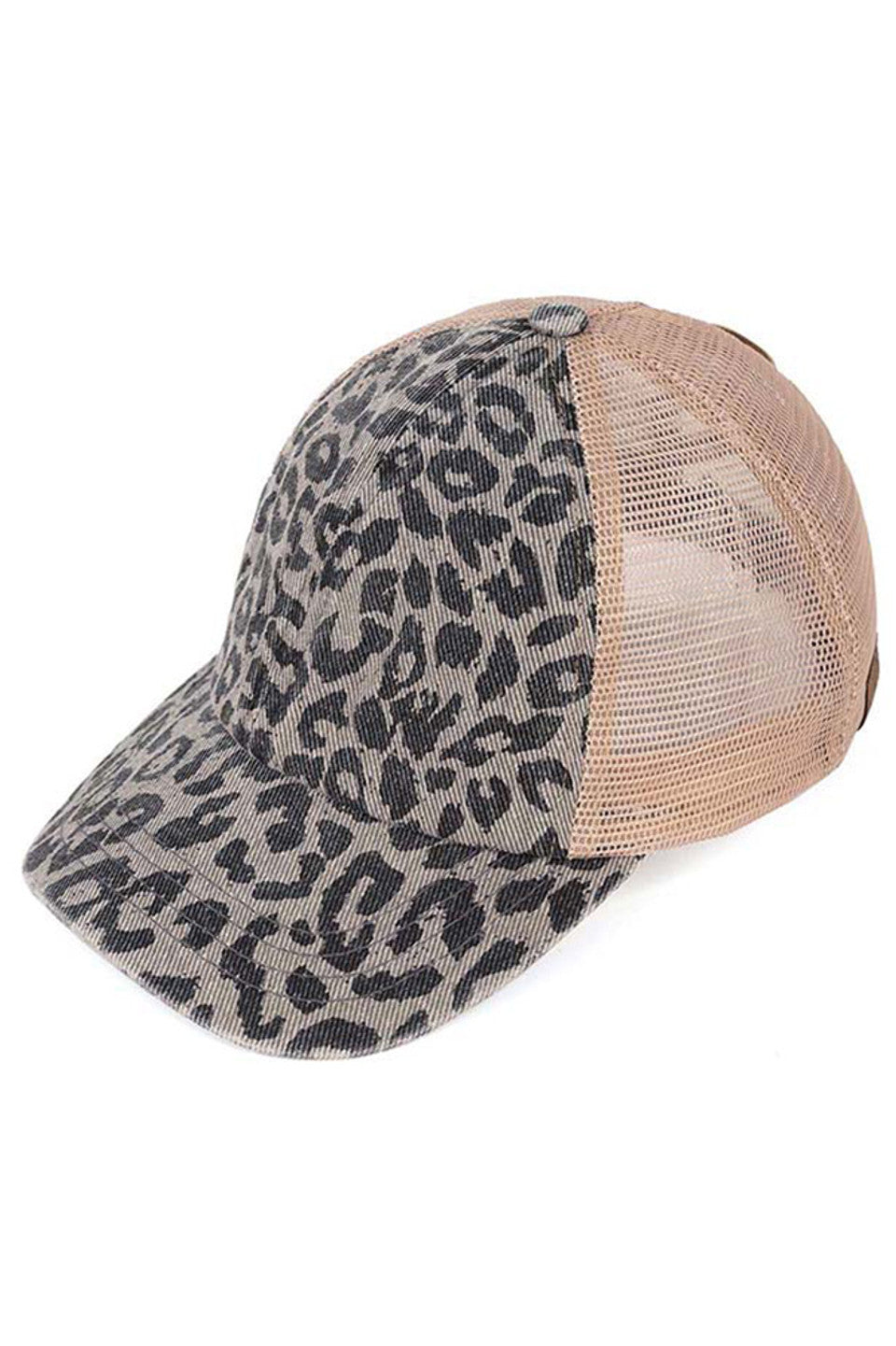 C.C Leopard Pattern Criss Cross Pony Cap