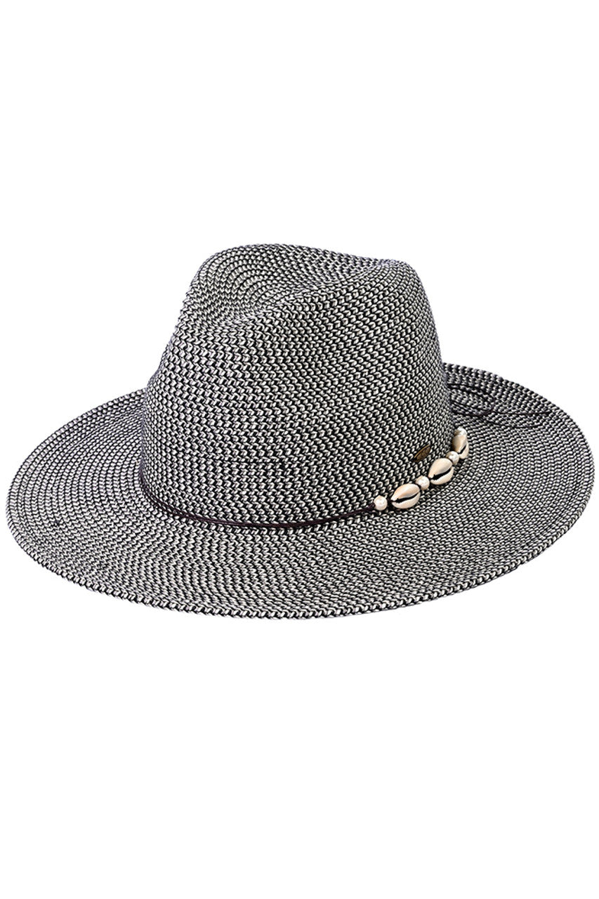 C.C Shell and Pearl Trim Band Panama Sunhat