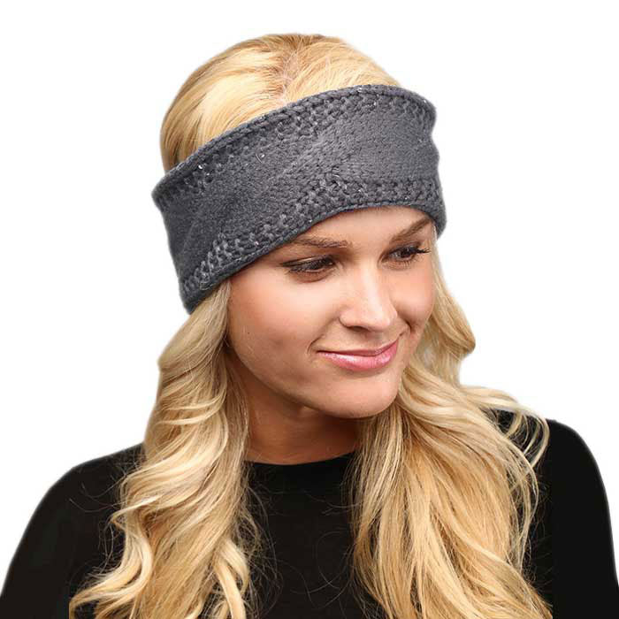 Twisted Tiny Sequin Soft Knit Headband