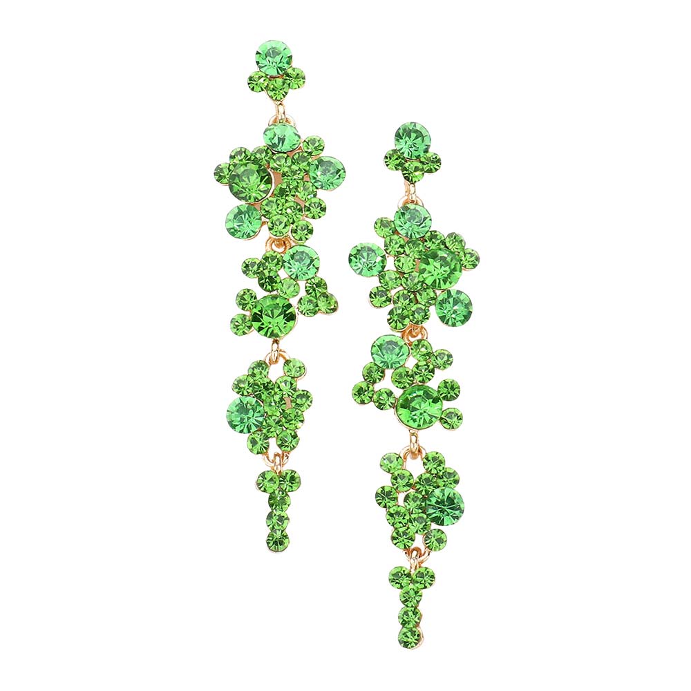 Bubble Stone Cluster Dangle Evening Earrings