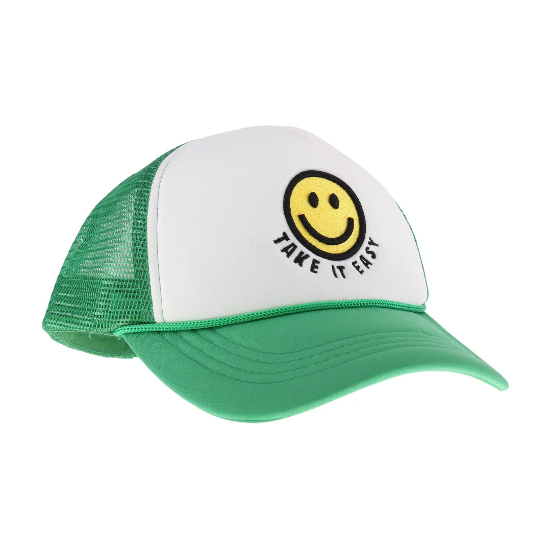 C.C TAKE IT EASY Smiley Face Trucker Cap