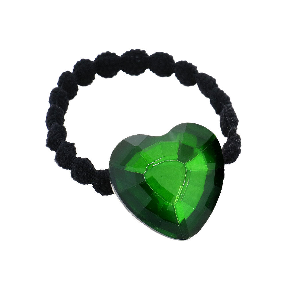 Crystal Heart Accented Stretch Hair Band