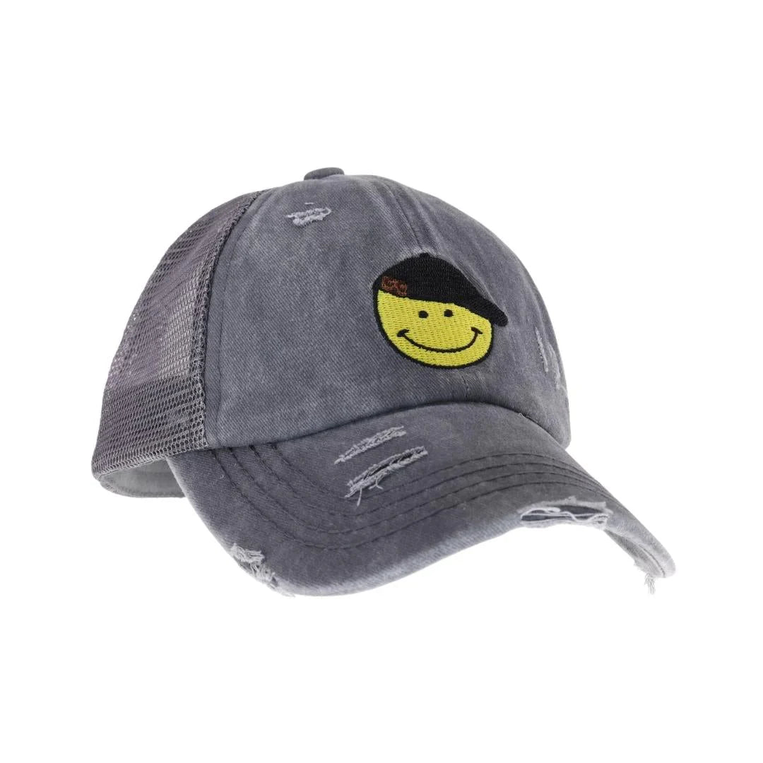 C.C Smiley Face Criss Cross High Pony C.C Ball Cap
