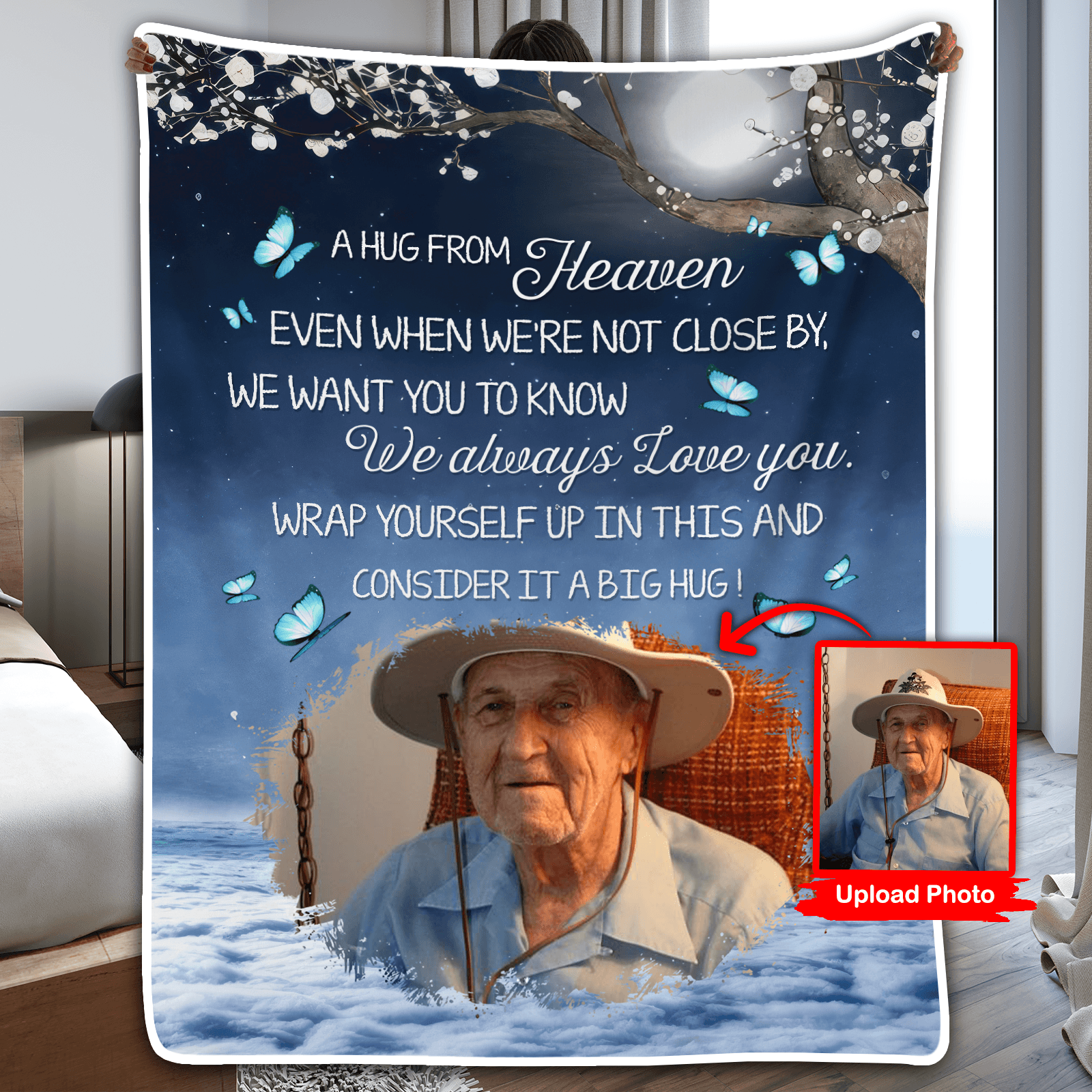 Custom Photo I Always Love You | Memorial Sympathy Personalized Gift for Family Members, Grandma, Grandpa, Dad, Mom, Daughters, Sons | Blanket