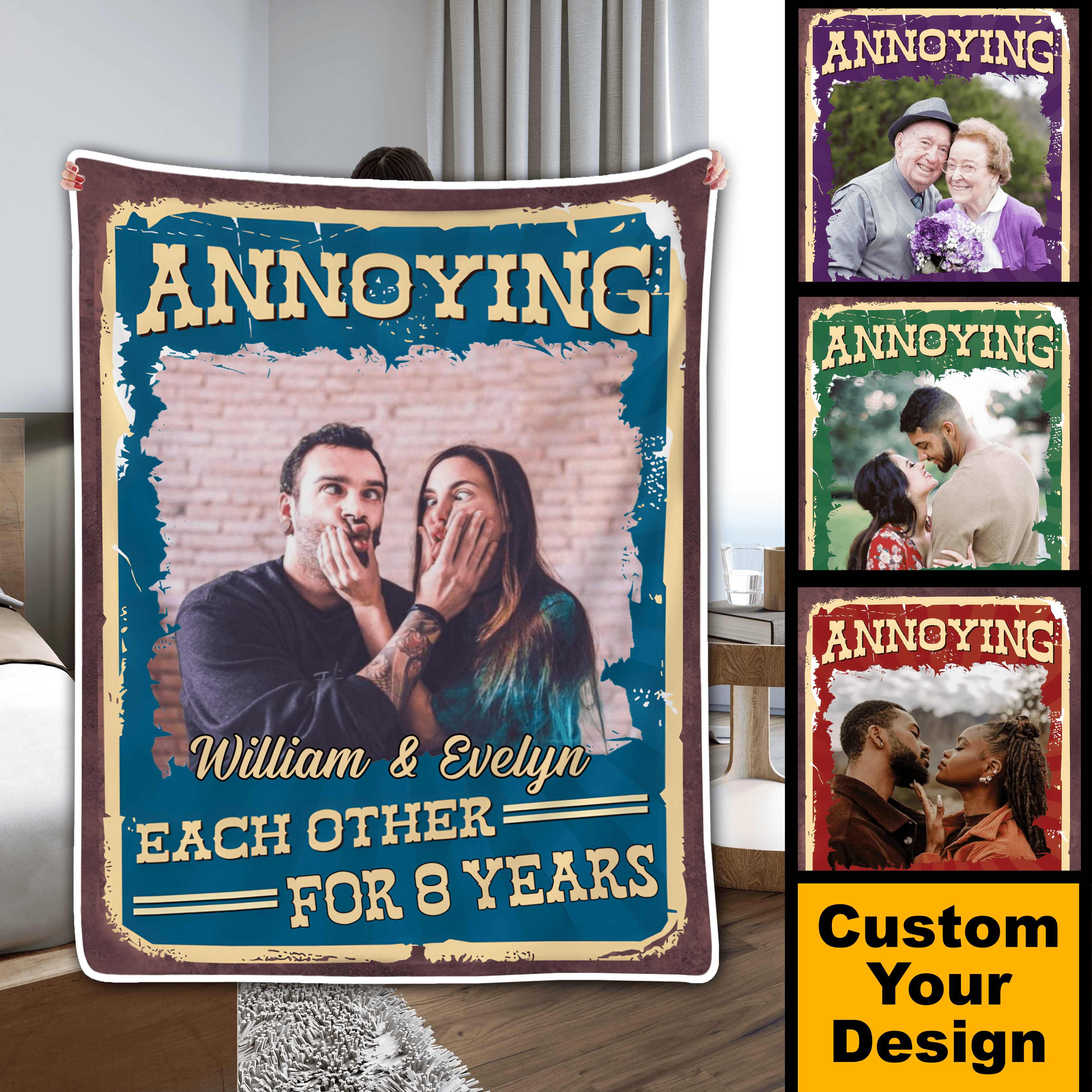 Photo Blanket for Couple - Personalized Gift for Girlfriend, Boyfriend, Valentine, Birthday, Anniversary - Custom Upload Image