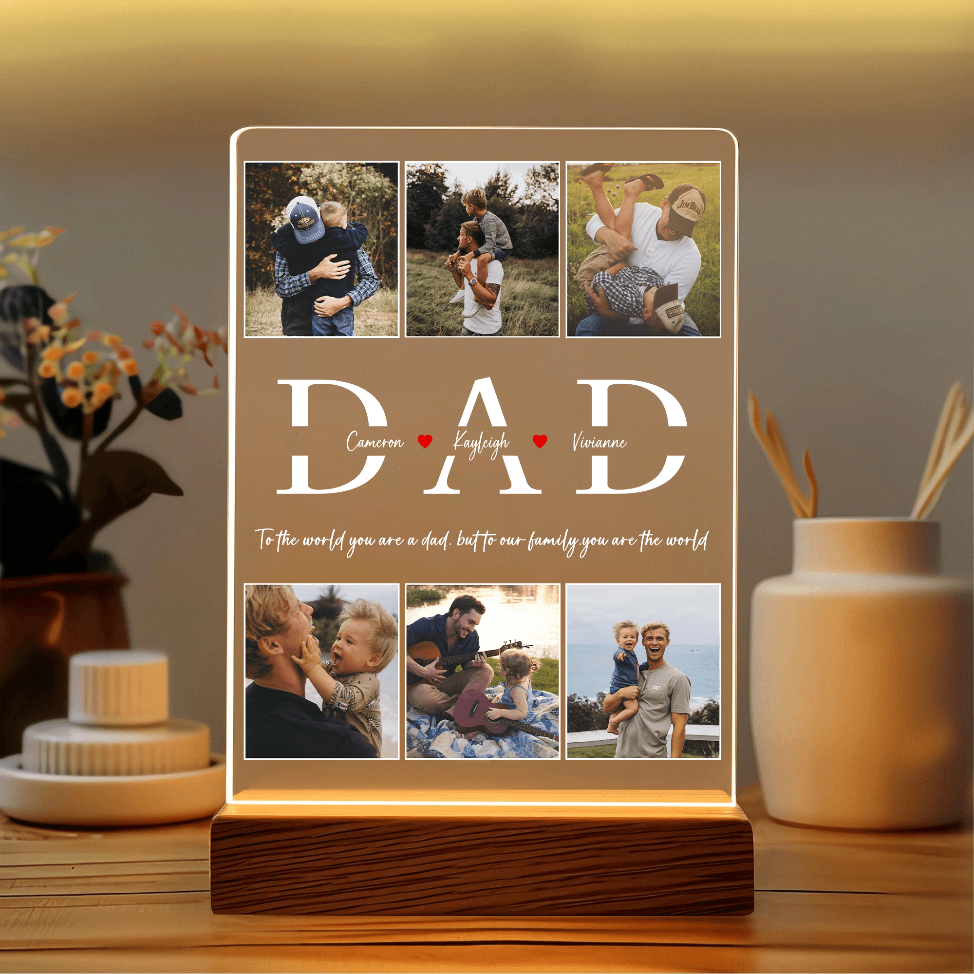 Best Dad Ever - Custom Photo DAD LED Night Light - Personalized Father's Day Gift for Dad, Papa, Grandpa, Daddy, Dada
