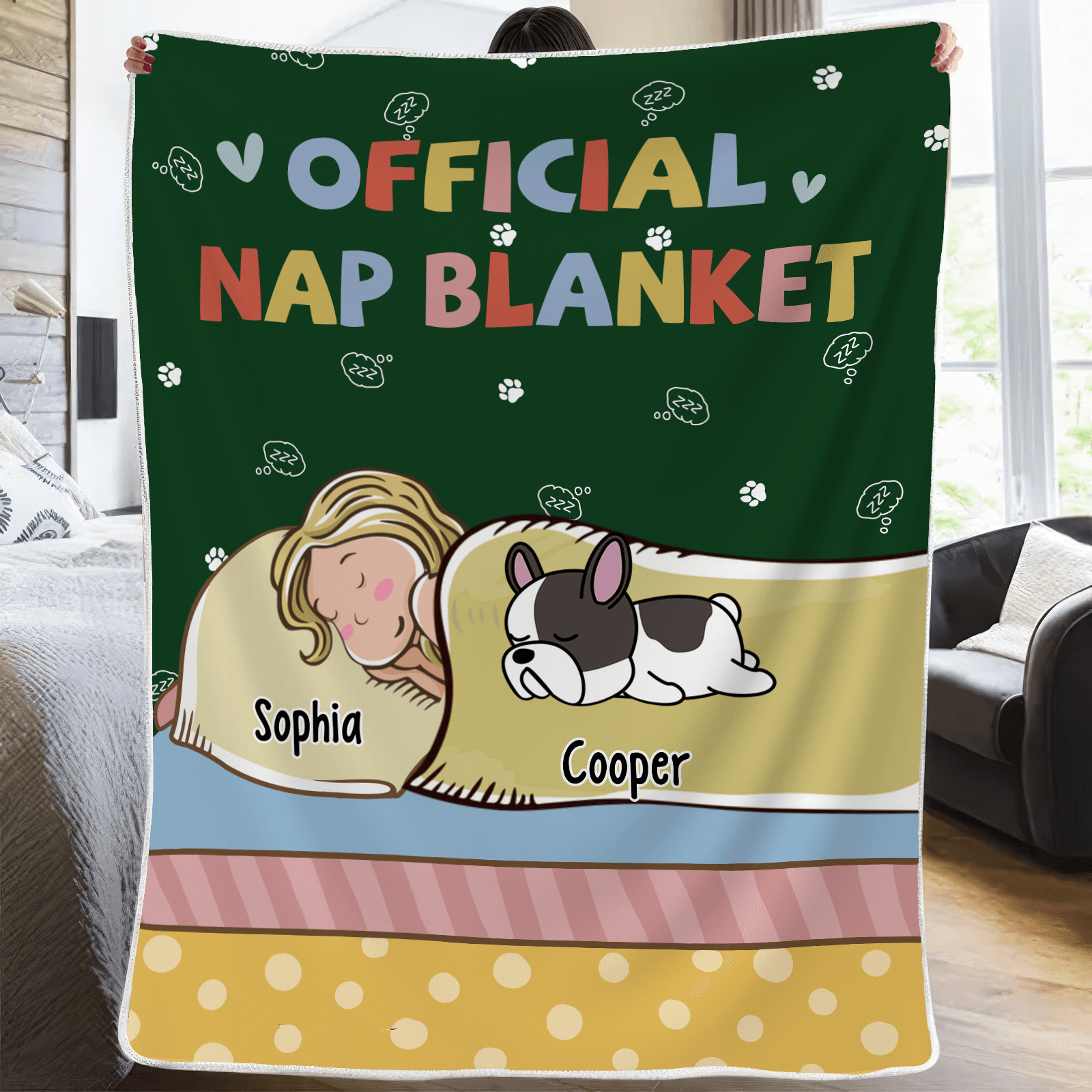 Official Nap Blanket | Personalized Gift for Dog/Cat Lovers, Pet Lovers, Dog Mom, Cat Mom, Dog Dad, Cat Dad | Blanket