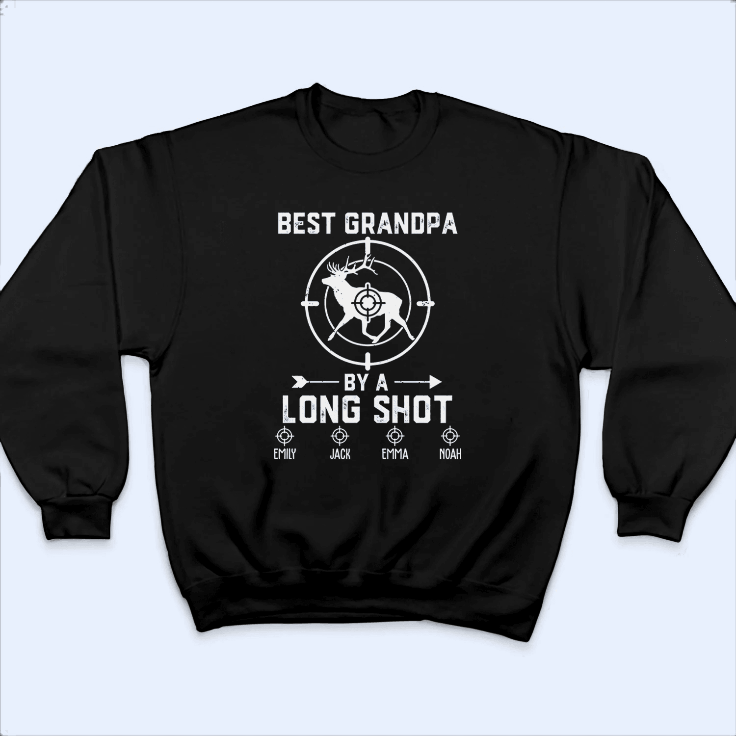 Best Grandpa By A Long Shot Hunting Gift - Family Personalized Unisex Tshirt, Hoodie, Sweatshirt - Custom Father's Day, Birthday Gift For Dad, Grandpa