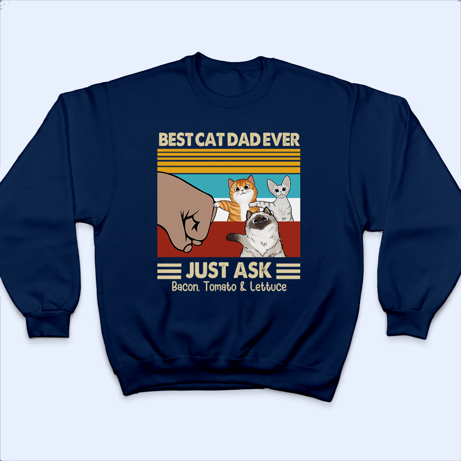 Best Cat Dad Ever Fist bump - Custom T Shirt - Personalized Gifts for Cat Lover & Owner, Cat Dad, Mom, Friend, Him | Birthday