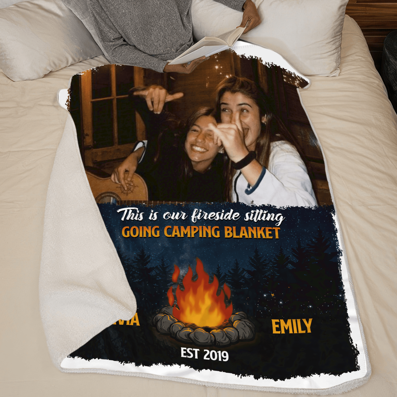 Camping Photo Blanket - Personalized Gift for Camper, Bestie, Girlfriend, Boyfriend | Birthday, Valentine, Anniversary | Custom Image