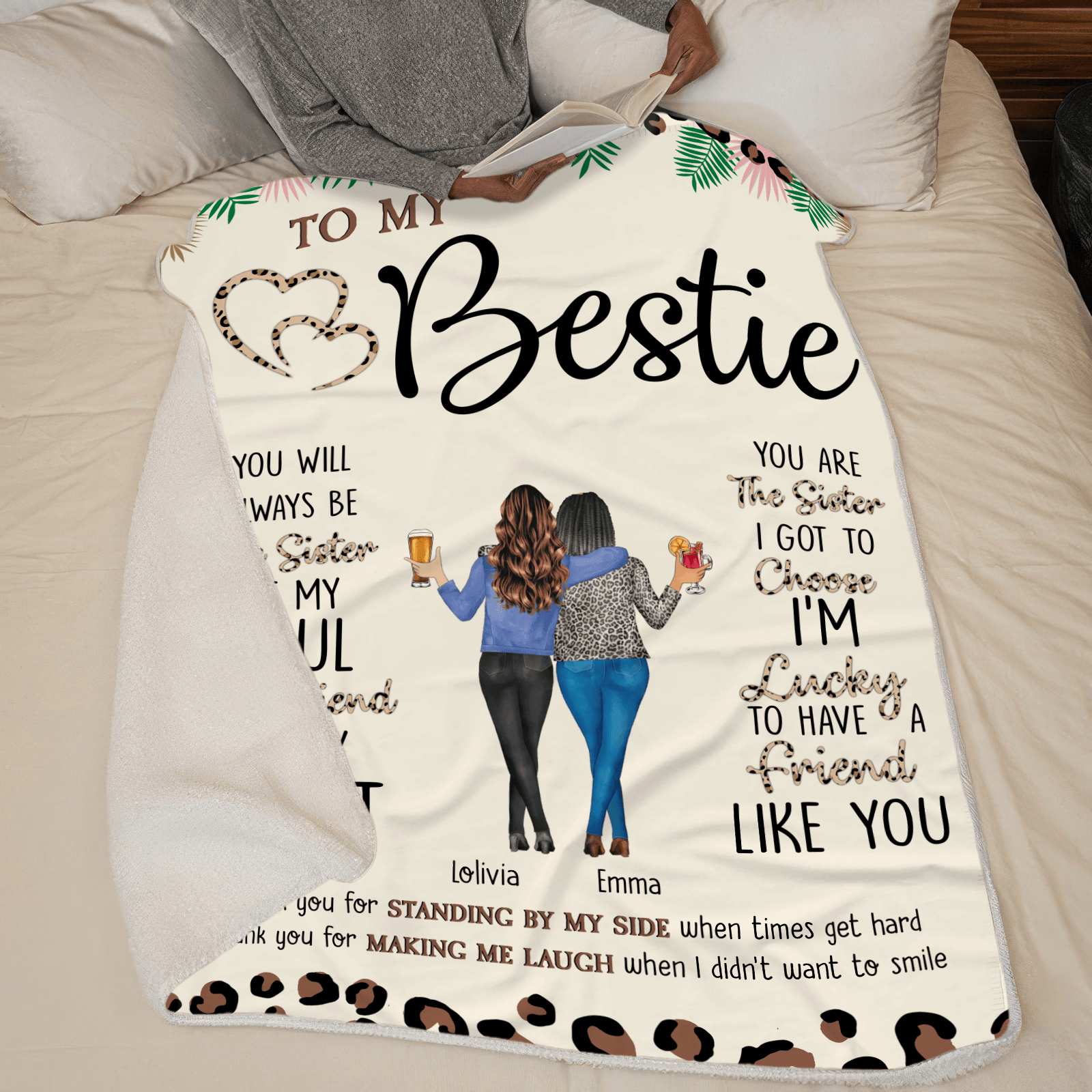 To My Bestie Thank You For Standing By My Side Friendship - Personalized Custom Blanket - Personalized Gift For Her, Besties, Friends, Sisters