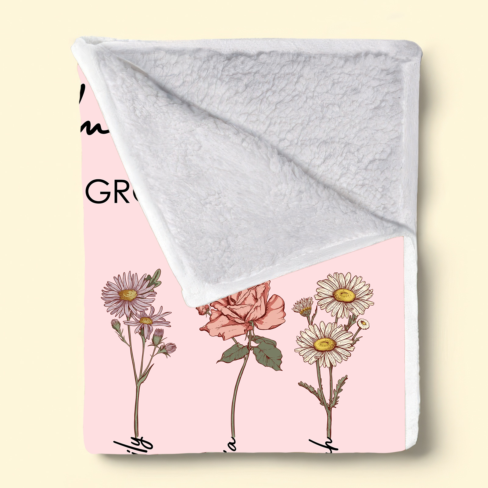 Mom/Grandma's Garden Birth Month Flower - Personalized Custom Blanket - Gift Ideas For Mom, Grandma