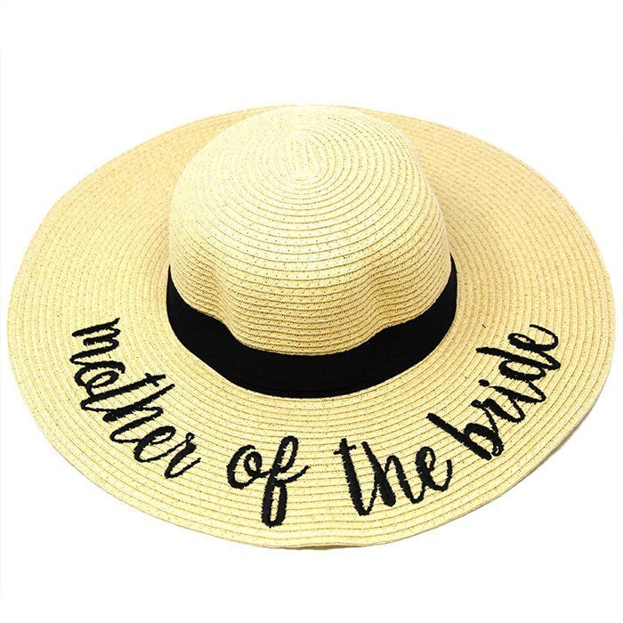 "Mother of the Bride" Embroidery Straw Floppy Sun Hat