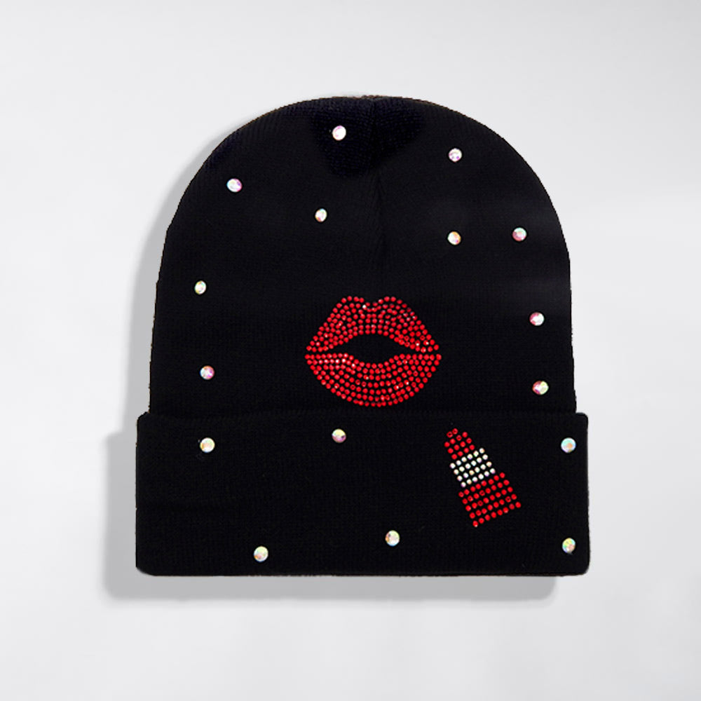 Bling Lips Lipstick Beanie Hat