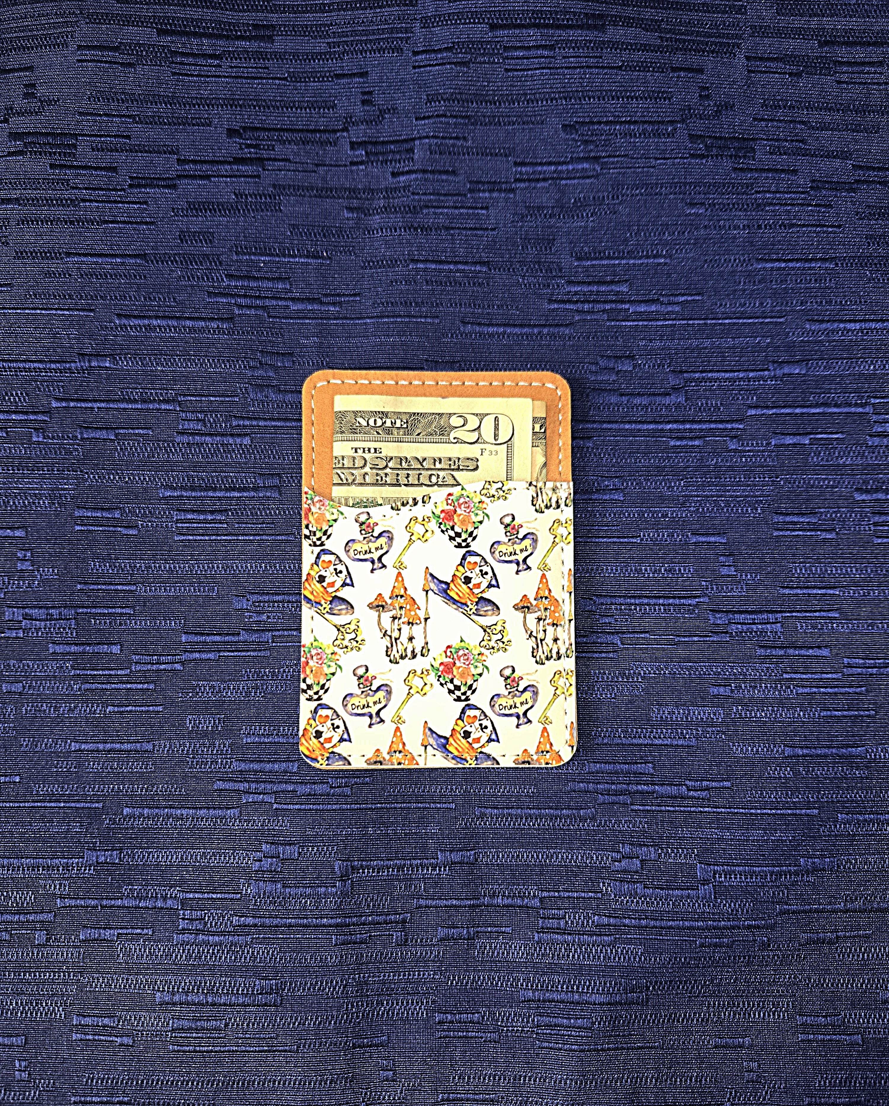 Alice Inspired Adhesive Cell Phone Wallet (Multiple designs available)