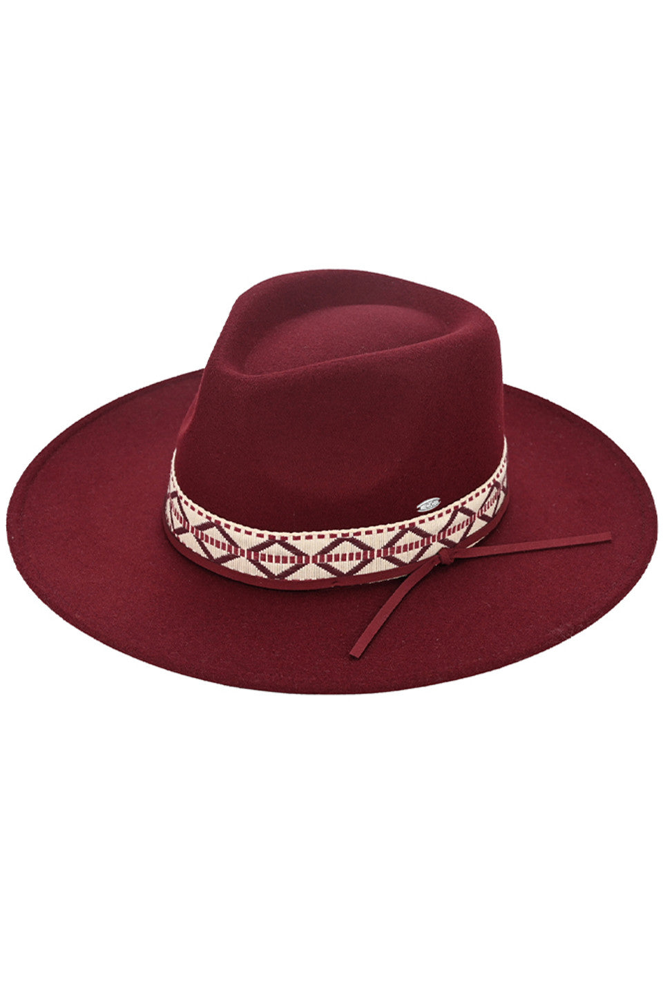 C.C Geometric Trim Band Vegan Felt Panama Hat