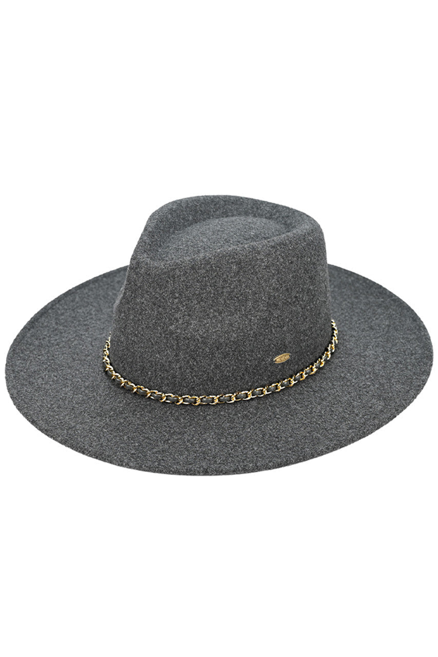 C.C Chain Trim Band Vegan Felt Panama Hat