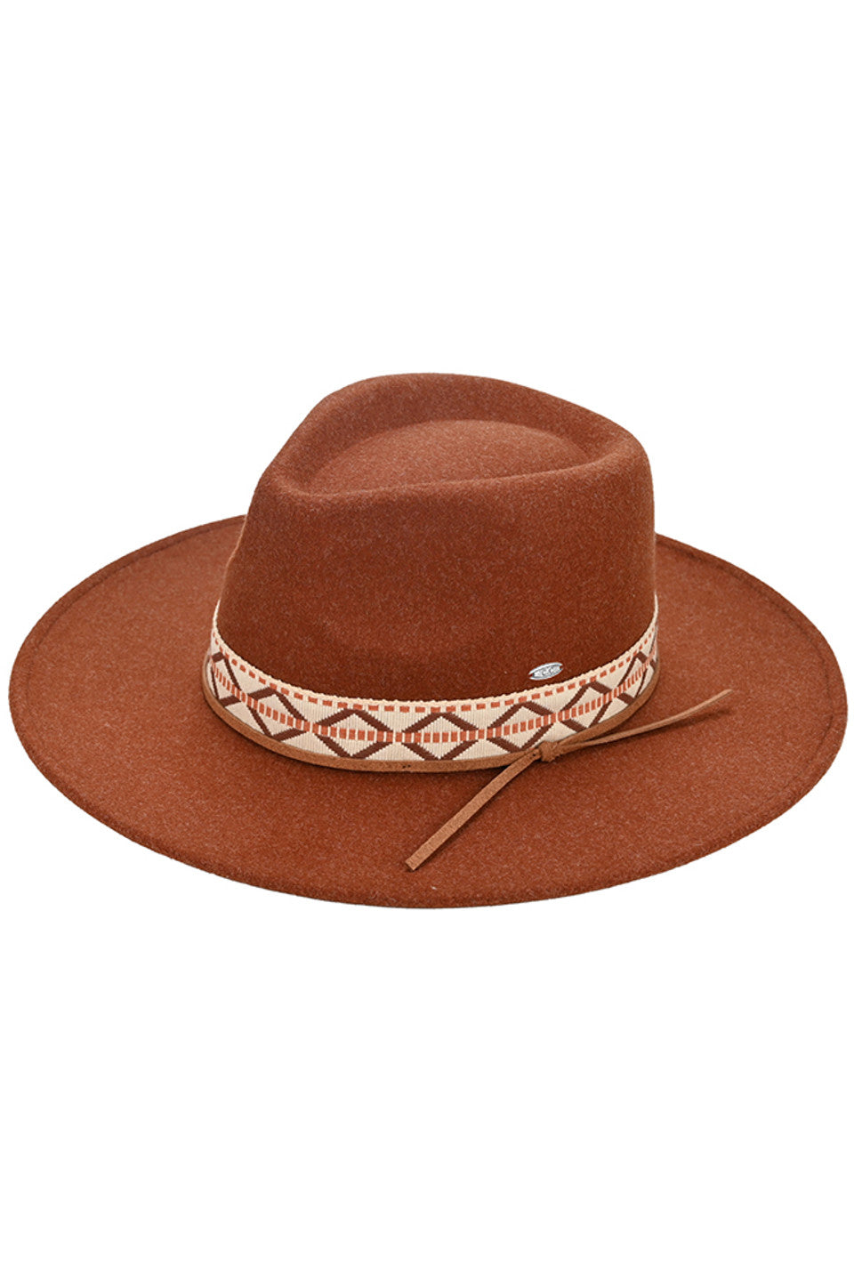 C.C Geometric Trim Band Vegan Felt Panama Hat