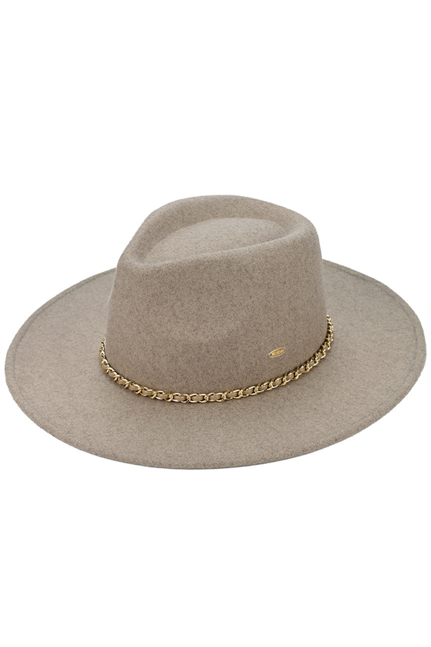 C.C Chain Trim Band Vegan Felt Panama Hat