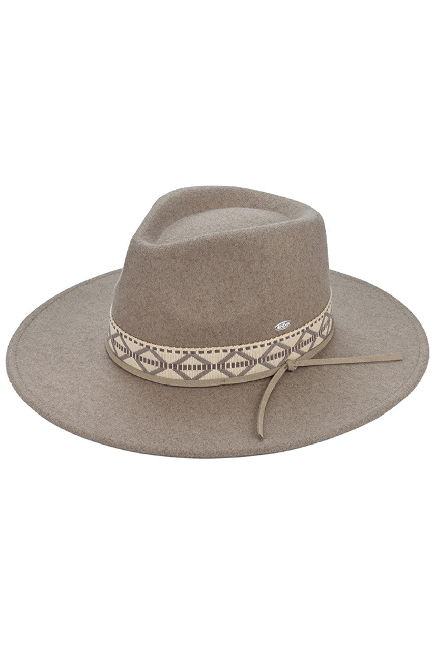 C.C Geometric Trim Band Vegan Felt Panama Hat