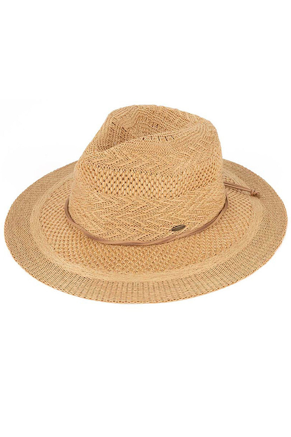 C.C MULTI PATTERN SUEDE STRING BAND PANAMA HAT