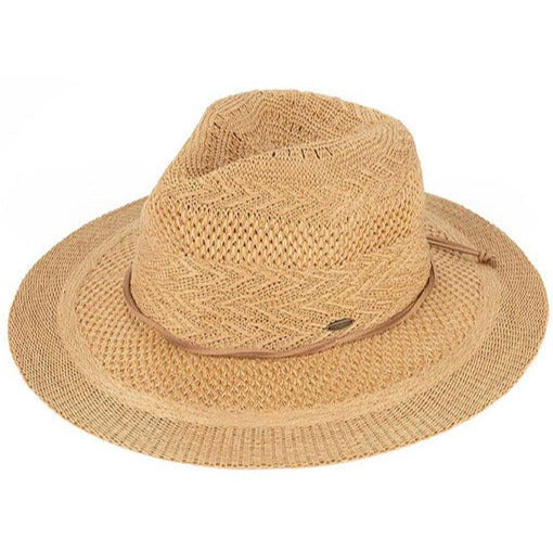 C.C Multi Pattern Suede String Band Panama Hat