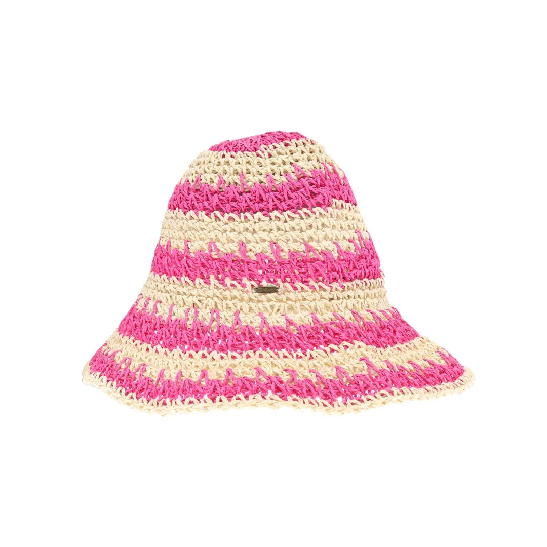 Broad Striped Paper Straw Hand Crochet C.C Bucket Hat