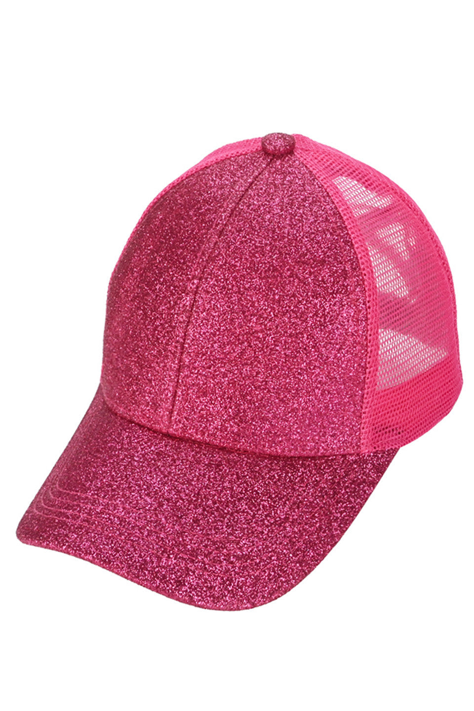 C.C Glitter Mesh Back Criss-Cross Ponytail Cap