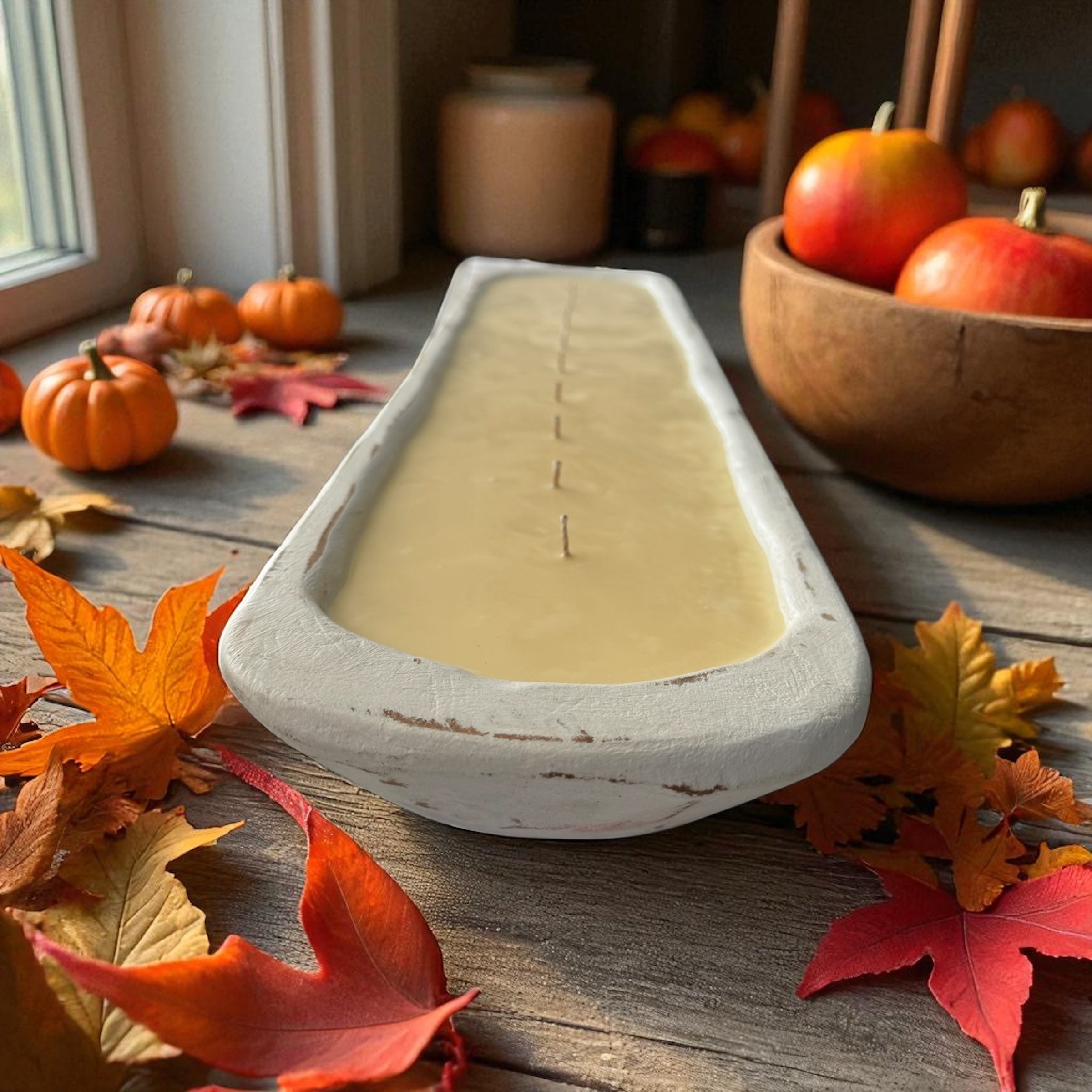 Pumpkin Spice Candle for Fall in Hand-Carved Bowl | Organic Soy Candle