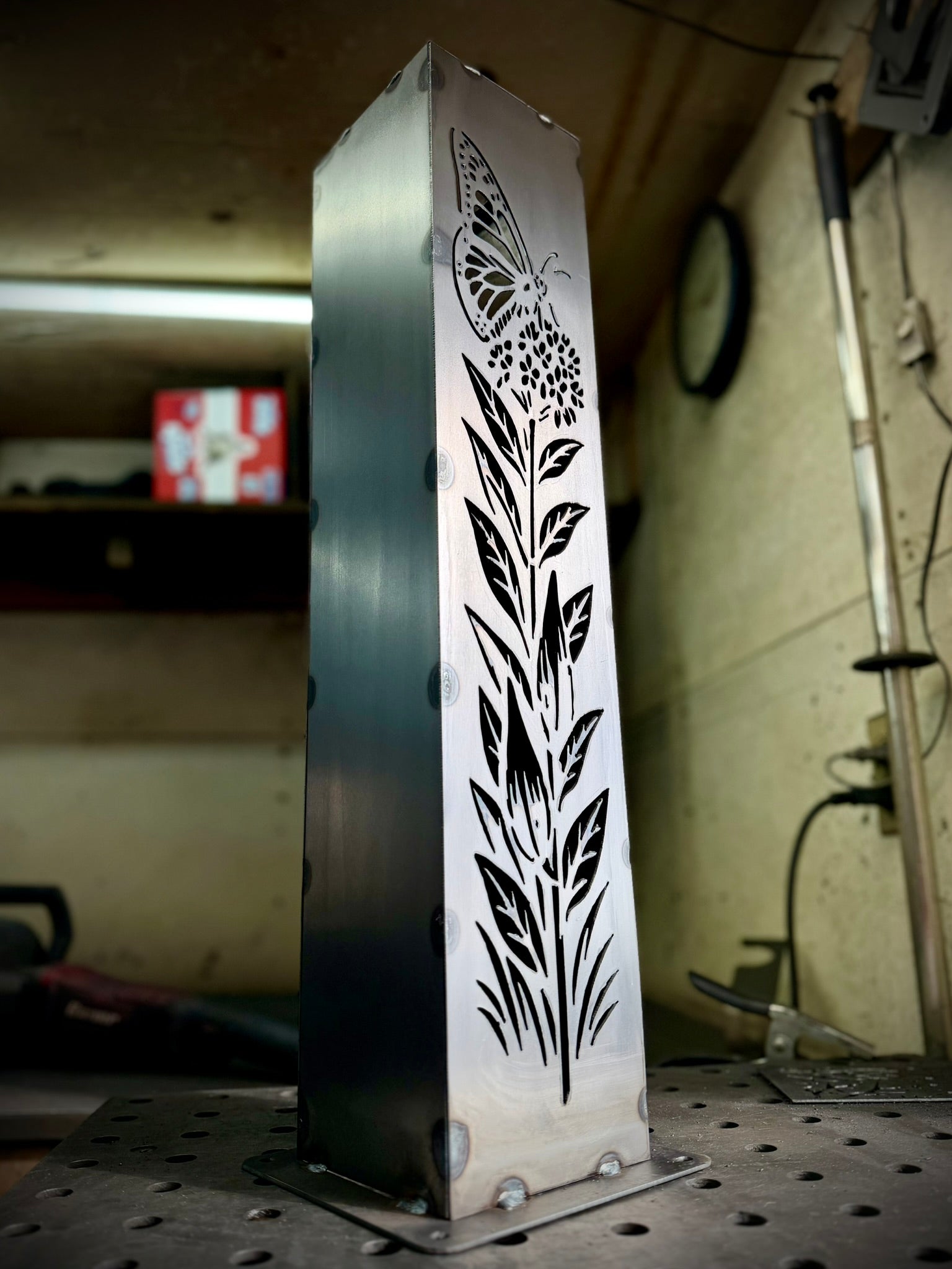 Monarch Meadow Solar Luminary Pillar - Steel