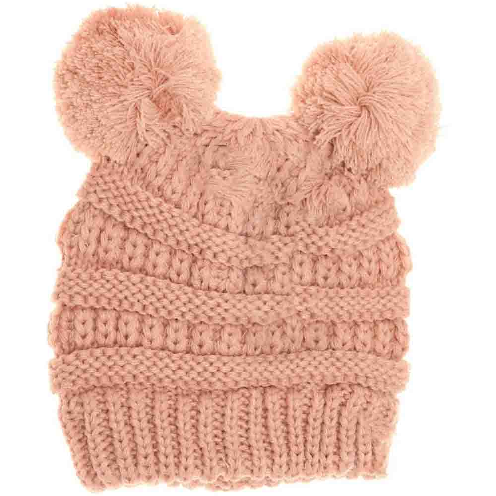 BABY Solid Double Pom C.C Beanie