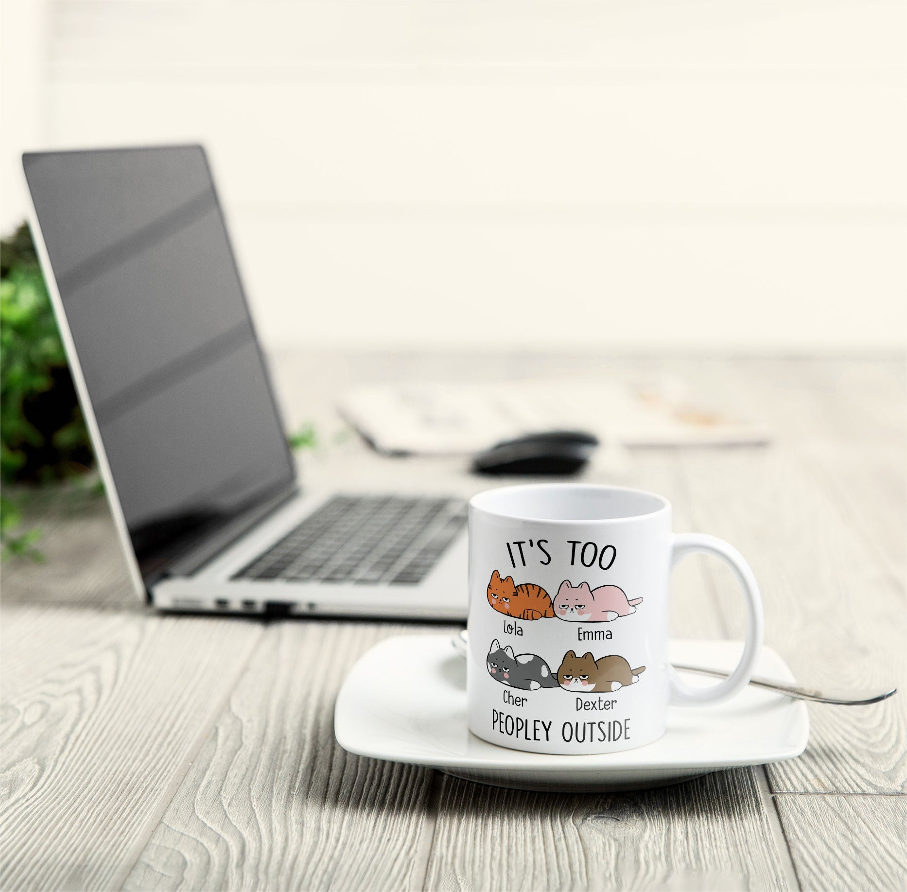 It's Too Peopley Outside - Personalized Custom Mug - Gift For Cat Lovers, Pet Lovers, Cat Mom, Cat Dad